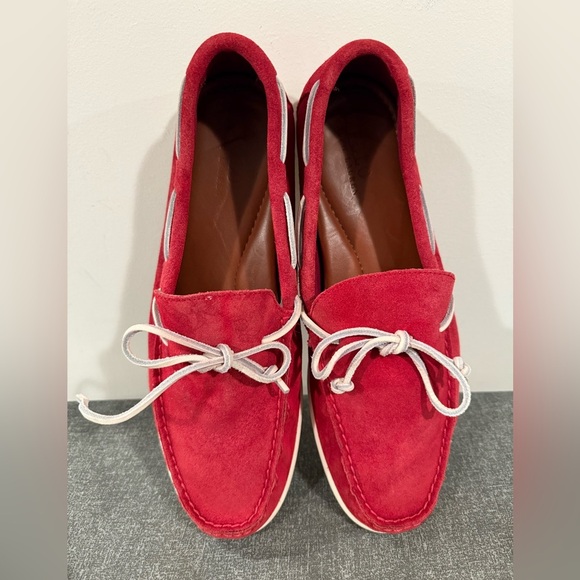 Polo Ralph Lauren KALWORTH Shoes Red Suede Leather Loafer Moccasins Men size 15 - Picture 2 of 12